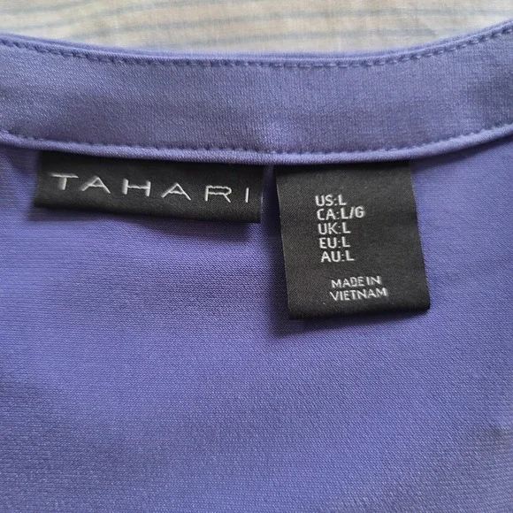 Tahari Womens Lavender Purple Wrap Knot Short Sleeve Top Size L - Picture 4 of 6